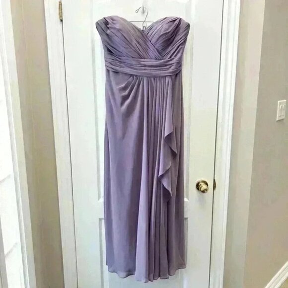 Bill  Levkoff Strapless Chiffon Formal Evening Gown Victorian Lilac Purple 16 - Picture 4 of 15